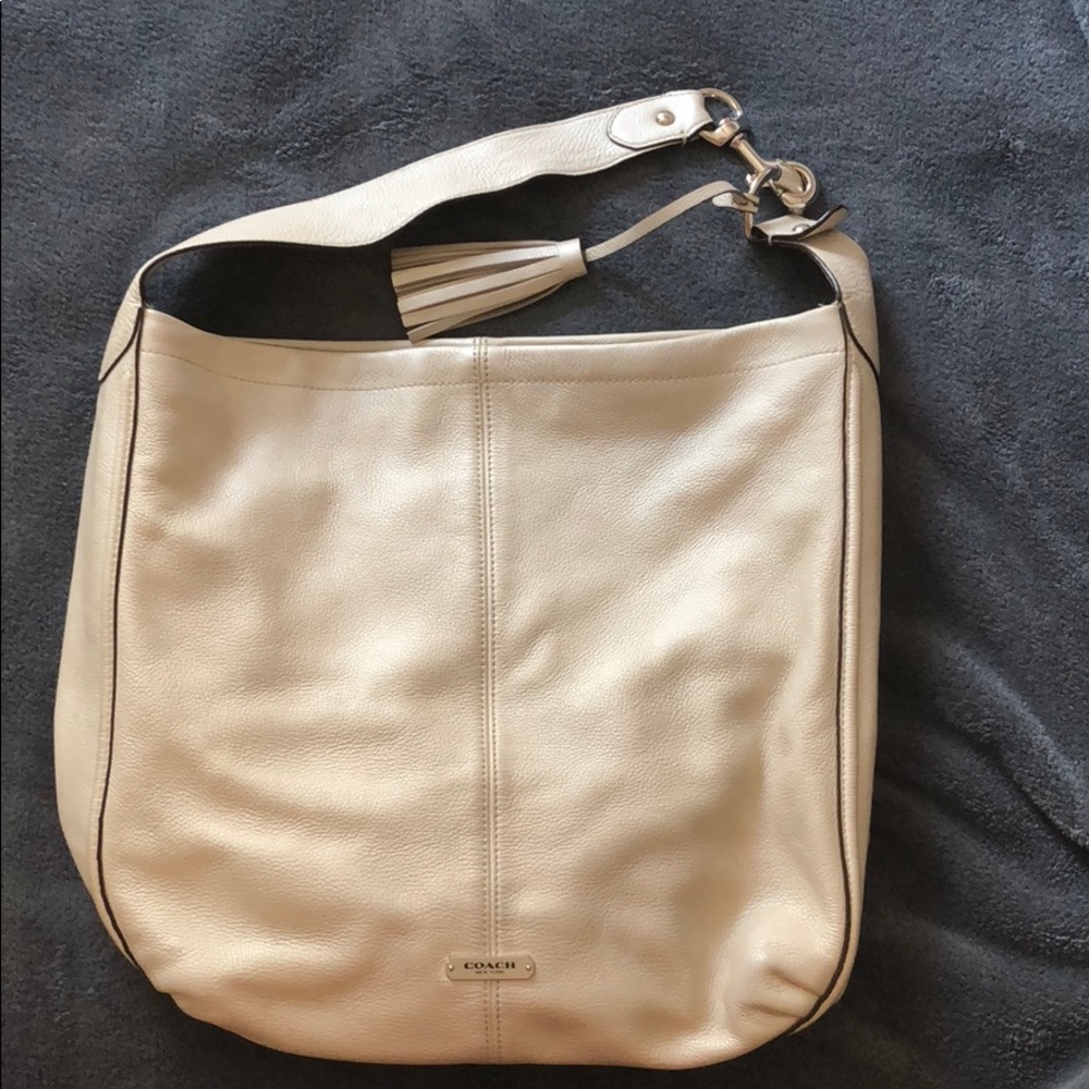 Pearl white coach purse